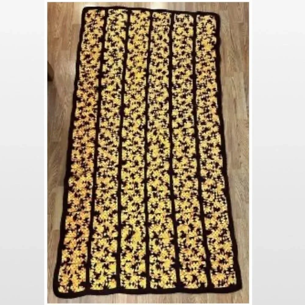 Vintage Hand Crochet Striped Heavier Home Blanket